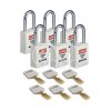 Kłódka LOTO SafeKey nylonowa, szekla stalowa 38 mm, biała (6 szt.), 150292