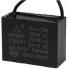 Kondensator rozruchowy do silnika 3uF 450VAC, przewody 20cm, 38x17x28mm