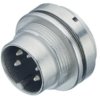 Panel plug, 6 pole, solder cup, screw locking, straight, 09 0123 00 06