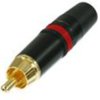 RCA plug for cable assembly 3.5 to 6.1 mm O.D., gold-plated, red color coding ring