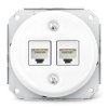 Gniazdo Ethernet Cat.6A x2 okrągłe białe ceramiczne podtynkowe (moduł bez ramki) - Ceramic Loft