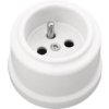 Gniazdo Pojedyncze Natynkowe 2P+Z Retro Ceramic 16A-250V~, Białe