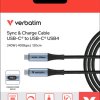 Charging cable, USB-C/USB-C, 1.2m, blackSync&Charge, 240W, 40GBit/s, LED Anzeige