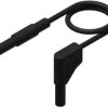 Measuring lead with (4 mm plug, spring-loaded, straight) to (4 mm plug, spring-loaded, angled), 0.5 m, blue, PVC, 2.5 mm², CAT I