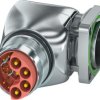 Surface-mounting plug, M23, 15 pole, crimp connection, standard/SPEEDCON locking system, angled, 1568968