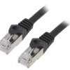 Patch cord S/FTP, Cat 6a, RJ45 wtyk z obu stron, linka, Cu, 1,5m PP6A-LSZHCU-BK-1.5M