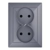 Gniazdo podwójne p/t 2x2P Pearl, 16A, 250V, PT-5 P, antracyt,OR-OE-7706/2P/A