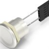 Vandal-proof pushbutton, 1 pole, silver, unlit , 1 A/24 VDC, mounting Ø 19.2 mm, IP68, 2342841-1