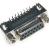 Gniazdo; D-Sub; Canon 15p; 15 torów; przewlekany (THT); kątowe 90°; standard 7,2mm; czarny; plastik; skręcane; RoHS