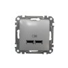 SEDNA DESIGN & ELEMENTS Gniazdo ładowania USB A+A 2,1A srebrne aluminium SDD113401 SCHNEIDER ELECTRIC
