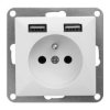 Gniazdo pojedyncze p/t 2P+Z z ładowarką Pearl, 16A, 250V, PT-16P/USB, biały,OR-OE-7705/USB/W
