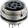 Panel socket, 6 pole, solder cup, screw locking, straight, 0307-2 06-1