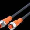 Sensor actuator cable, M12 cable plug, straight, A to M12 cable socket, straight, A, 4 pole/5 pole, 10 m, PUR, black, 4 A, EVM10