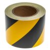 Taśma odblaskowa, kolor: Czarny/żółty, 100mm x 25m, RS PRO