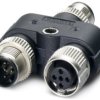 Adapter, 2 x M12 (5 pole, socket/plug) to M12 (5 pole, plug), Y-shape, 1438079