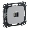 VALENA ALLURE Ładowarka USBx2 typ A + typ C 3A aluminium 754967 LEGRAND