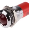 Lampka kontrolna do montażu panelowego 24V dc, czerwona 14mm LED Chrom Wyprowadzenia RS PRO