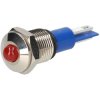 R-TECH 656920 Panel Indicator 10mm Domed 12V Red Nickel Brass