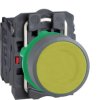 Pushbutton, unlabeled, unlit, groping, 1 Form A (N/O) + 1 Form B (N/C), waistband round, yellow, front ring light gray, mounting