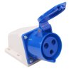 Blue 32A 230V 2P+E Industrial Surface Mount Socket IP44