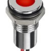 Lampka kontrolna do montażu panelowego 12V dc, czerwona 8mm LED Chrom Wyprowadzenia RS PRO