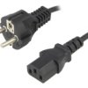 Kabel Cee 7/7 (E/F) Wtyk Iec C13 Żeński Pvc 5M Czarny 10A Kab-Eu-P3-5.0-Bk