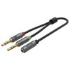 ROZGAŁĘŹNIK AUDIO Y-C957ABK 2 X Jack TRS 3.5 mm WTYK / Jack TRRS 3.5 mm GNIAZDO 0.2 m UNITEK