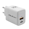 Qoltec Ładowarka sieciowa 20W GaN 5-20V 1.5-3A 1 x USB-C PD 1 x USB QC 3.0 Biała
