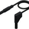 Measuring lead with (4 mm plug, spring-loaded, straight) to (4 mm plug, spring-loaded, angled), 0.25 m, black, silicone, 1.0 mm²