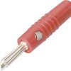 Wtyk bananowy z osłoną i gniazdem poprzecznym lutowany 4 mm Schnepp S4004L czerw.