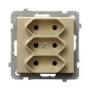 SONATA Gniazdo potrójne bez uziemienia EURO IP20 szampański złoty GP-3R/m/39 OSPEL