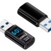 Miernik napięcia i prądu USB-A na USB-C z transferem danych czarny 10Gbps 60W
