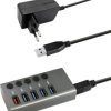 Maxtrack CH10L USB-Hub 5 Portów USB-A USB 3.0 5 GBit/s indywidualne wyłączanie srebrno-szary CH10L