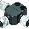 Adapter, 2 x M12 (5 pole, socket/plug) to M12 (5 pole, socket), T-shape, 79 5255 190 05