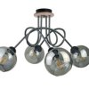 Lampa sufitowa nowoczesna 4xE27 RING BLACK/WOOD