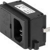 Combination element plug C14, 3 pole, screw mounting, PCB connection, black, KP01.1352.01
