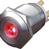 Vandal-proof pushbutton, 1 pole, silver, illuminated  (red), 5 A/250 V, mounting Ø 19 mm, IP65, PAV19BMFW1C6N