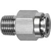 Push-in fitting, L 33.6 mm, 20 bar, stainless steel, for hose, 135090