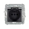 ICON Mechanizm gniazda bryzgoszczelnego z uziemieniem 2P+Z (klapka dymna, przesłony torów prądowych) srebrny metalik 7IGPB-1zdp