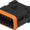 Socket, unequipped, 12 pole, straight, 2 rows, black, DT06-12SB-CE05