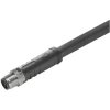 Sensor actuator cable, M12-cable plug, straight to open end, 3 pole, 0.5 m, PUR, black, 12 A, 2706680050