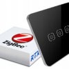 Inteligentny 3-obwodowy czarny szklany włącznik dotykowy Zigbee 3.0 z aluminiową ramką