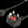 Mains power cable, cloverleaf, black UK