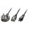 Lindy 30374 2.5m UK 3 Pin Plug to IEC C13 and IEC C5 Splitter Extension Cable,