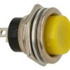 Przełącznik; przyciskowy; PBS26BY; OFF-(ON); żółty; bez podświetlenia; do lutowania; 2 pozycje; 2A; 250V AC; 16mm; 20mm