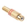 Gniazdo RCA złote 2 paski na kabel czerwone