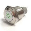 Przycisk wandaloodporny PBW-16BŻ monostabilny 2A 250V klawisz płaski symbol żarówki podśw zielone