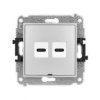 ICON Gniazdo podwójne 2xUSB C-C bez pola opisowego srebrny metalik 7IGUSBBO-8 KARLIK