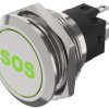 Podświetlany łącznik przyciskowy Chwilowy SPDT średnica wycięcia 22.3mm, montaż panelowy EAO