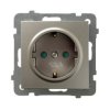 AS Gniazdo pojedyncze z uziemieniem schuko z przesłonami torów prądowych satyna light GP-1GSP/m/45 OSPEL